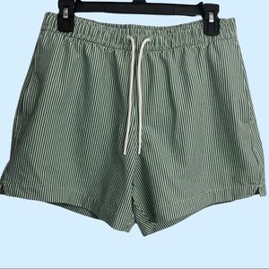 Men’s Abercrombie & Fitch green seersucker swim trunks size small Like New